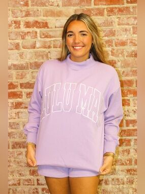 LULU MAC STITCH MOCKNECK TERRY CLOTH TOP-LAVENDER